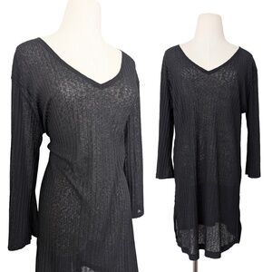Sheer Black Beach Dress Size Large Mini V-neck